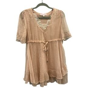 Pretty Angel Womens Forest Fairy Mini Dress Sz S Goblincore Coquette Romantic